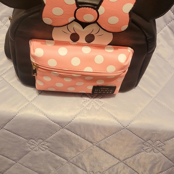 Disney Minnie Mouse Polka Dot Mini Backpack - Black and Pink - Picture 8 of 11